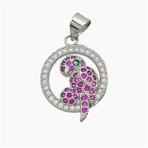 Copper Birds Pendant Pave Zirconia Platinum Plated, approx 15mm