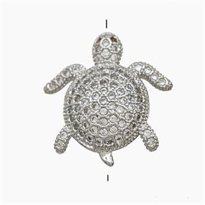 Copper Tortoise Beads Pave Zirconia Platinum Plated, approx 17-18mm