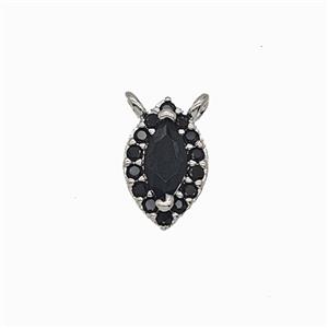 Copper Eye Pendant Pave Zirconia Black Crystal Glass 2loops Platinum Plated, approx 6-9mm