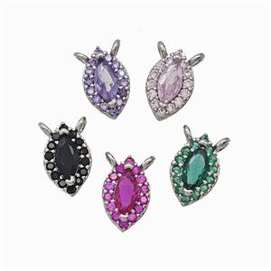 Copper Eye Pendant Pave Zirconia Crystal Glass 2loops Platinum Plated Mixed, approx 6-9mm