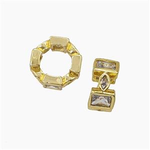 Copper Circle Beads Pave Zirconia Gold Plated, approx 10mm, 6mm hole