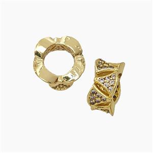 Copper Circle Beads Pave Zirconia Gold Plated, approx 10mm, 5mm hole