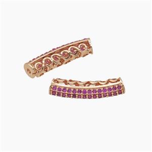 Copper Tube Beads Micropave Zirconia Curving Gold Plated, approx 4-17mm