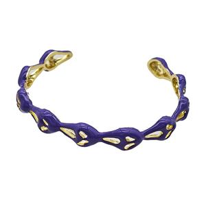 Halloween Ghost Charms Copper Bangle Purple Enamel Gold Plated, approx 9mm, 50-60mm dia