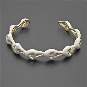 Halloween Ghost Charms Copper Bangle White Enamel Gold Plated, approx 9mm, 50-60mm dia