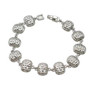 Halloween Jack-O-Lantern Charms Copper Bracelet Platinum Plated, approx 12mm, 18cm length