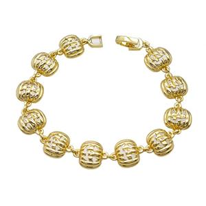 Halloween Jack-O-Lantern Charms Copper Bracelet Gold Plated, approx 12mm, 18cm length