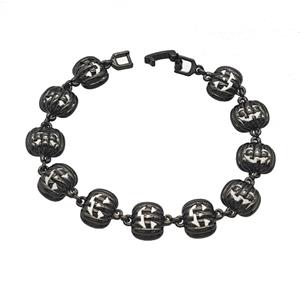 Halloween Jack-O-Lantern Charms Copper Bracelet Black Plated, approx 12mm, 18cm length