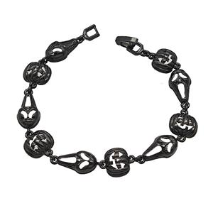 Halloween Jack-O-Lantern Ghost Copper Bracelet Black Plated, approx 12mm, 9-15mm, 18cm length