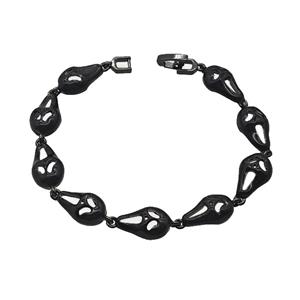 Halloween Ghost Copper Bracelet Black Enamel Black Plated, approx 9-15mm, 18cm length
