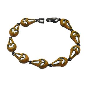 Halloween Ghost Copper Bracelet Orange Enamel Black Plated, approx 9-15mm, 18cm length