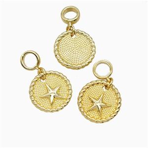 Copper Star Pendant 18K Gold Plated, approx 15mm, 7mm dia