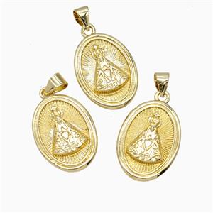 Copper Pope Crown Pendant 18K Gold Plated, approx 14-19mm