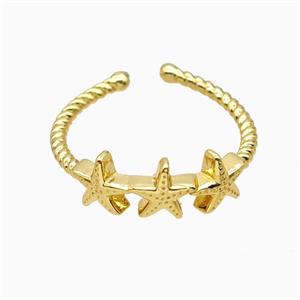 Copper Star Rings 18K Gold Plated, approx 6mm, 18mm dia
