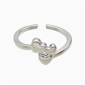 Copper Heart Rings Platinum Plated, approx 6mm, 18mm dia