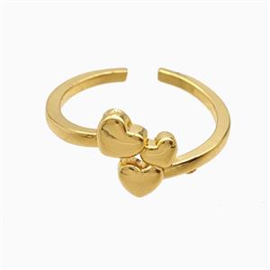 Copper Heart Rings 18K Gold Plated, approx 6mm, 18mm dia