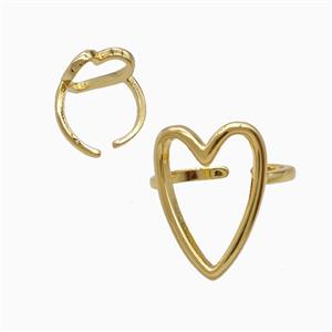 Copper Heart Rings 18K Gold Plated, approx 16-20mm, 18mm dia