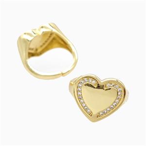 Copper Heart Rings Pave Zirconia 18K Gold Plated, approx 18mm, 18mm dia