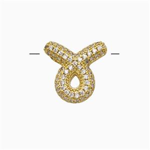 Copper Symbols Pendant Pave Zirconia Zodiac Taurus Gold Plated, approx 12-13mm