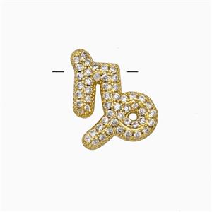 Copper Symbols Pendant Pave Zirconia Zodiac Capricorn Gold Plated, approx 12-13mm