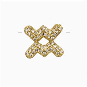 Copper Symbols Pendant Pave Zirconia Zodiac Aquarius Gold Plated, approx 12-13mm