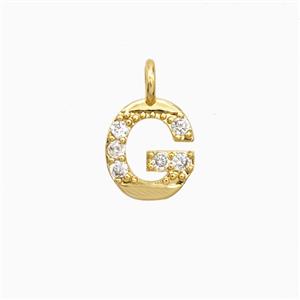Copper Letter-G Pendant Pave Zirconia Gold Plated, approx 7-13mm