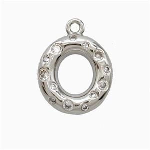 Copper Letter-O Pendant Pave Zirconia Platinum Plated, approx 15-18mm