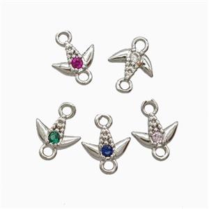 Copper Tulip Connector Pave Zirconia Platinum Plated Mixed, approx 6mm