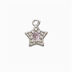 Copper Star Pendant Pave Zirconia Platinum Plated, approx 6mm
