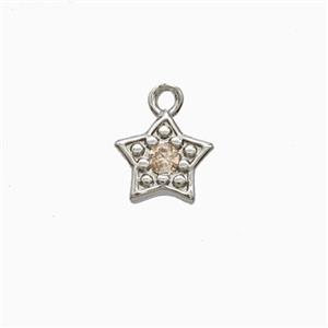 Copper Star Pendant Pave Zirconia Platinum Plated, approx 6mm