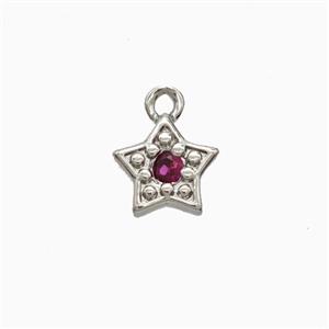 Copper Star Pendant Pave Zirconia Platinum Plated, approx 6mm