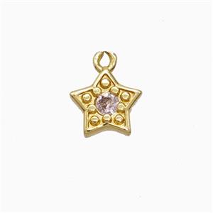 Copper Star Pendant Pave Zirconia Gold Plated, approx 6mm