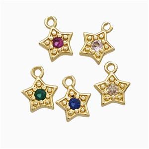 Copper Star Pendant Pave Zirconia Gold Plated Mixed, approx 6mm