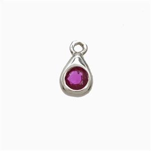 Copper Teardrop Pendant Pave Zirconia Platinum Plated, approx 4-6mm