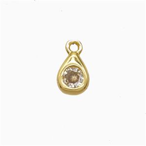 Copper Teardrop Pendant Pave Zirconia Gold Plated, approx 4-6mm
