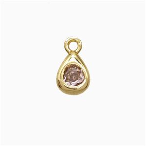 Copper Teardrop Pendant Pave Zirconia Gold Plated, approx 4-6mm