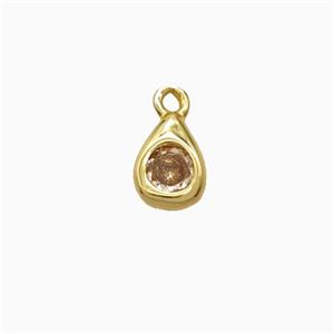 Copper Teardrop Pendant Pave Zirconia Gold Plated, approx 4-6mm