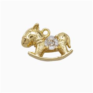 Copper Trojanhorse Pendant Pave Zirconia Gold Plated, approx 10-14mm