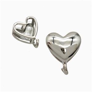 Copper Heart Pendant With Bail Platinum Plated, approx 11mm