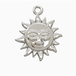 Copper Sun Pendant Platinum Plated, approx 17mm