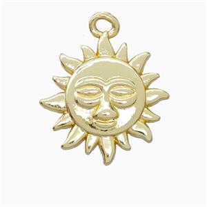 Copper Sun Pendant Gold Plated, approx 17mm