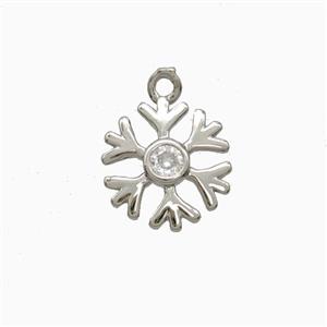 Copper Snowflake Pendant Pave Zirconia Platinum Plated, approx 11mm