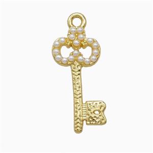 Copper Key Pendant Pave Resin Gold Plated, approx 11-25mm
