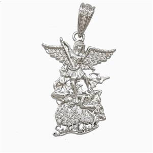 Copper Adam And Eve Pendant Pave Zirconia Platinum Plated, approx 20-26mm