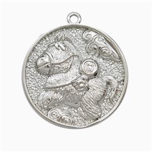Copper Horse Pendant Platinum Plated, approx 24mm