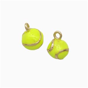 Copper Tennis Ball Pendant Olive Enamel Sports Gold Plated, approx 7mm