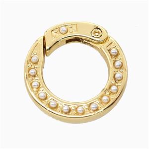 Copper Carabiner Clasp Pave Resin Gold Plated, approx 20mm