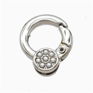 Copper Carabiner Clasp Pave Resin Platinum Plated, approx 17-20mm