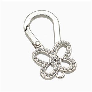 Copper Carabiner Clasp Pave Resin Butterfly Platinum Plated, approx 25-48mm