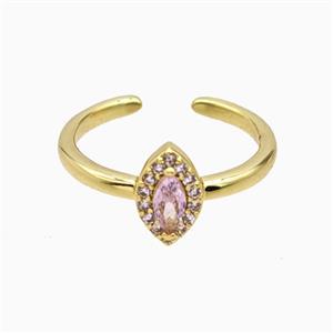 Copper Eye Rings Pave Zirconia Crystal Glass Gold Plated, approx 6-9.5mm, 18mm dia